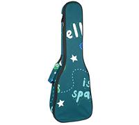 Tenore Ukulele Gig Bag Impermeabile Ukulele Custodia Imbottita Zaino Grande per Concerto Soprano (21/23/24") Divertente Alieno Con Astronave Ciao