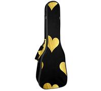 Tenore Ukulele Gig Bag Impermeabile Ukulele Custodia Imbottita Zaino Grande per Concerto Soprano (21/23/24 pollici) Golden Hearts Seamless Pattern