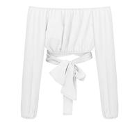 TENP Camicia con spalle scoperte, camicetta con spalle scoperte Alla papillon sul retro manica lunga a lanterna per l'estate