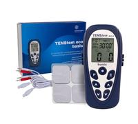 Tens Eco Basic, Elettrostimolatore Portatile, 2 Canali, 12 Programmi + 4 Personalizzabili, Sollievo dal Dolore, Stimolazione Muscolare e Ionoforesi Non Invasiva, Schermo LCD