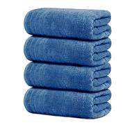 Tens Towels Confezione da 4 asciugamani da bagno extra large, 76 x 150 cm, 100% cotone, più grandi e leggeri, ad asciugatura rapida, super morbidi e assorbenti, perfetti per il bagno, blu