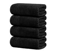 Tens Towels Confezione da 4 asciugamani da bagno extra large, 76 x 150 cm, 100% cotone, più grandi e leggeri, ad asciugatura rapida, super morbidi e assorbenti, perfetti per il bagno, colore nero