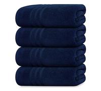 Tens Towels Confezione da 4 morbidi asciugamani da bagno, 100% cotone, 68 x 137 cm, leggeri e ad asciugatura rapida, ideali per l'uso quotidiano del bagno, pratici e confortevoli, blu navy