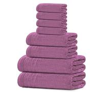 Tens Towels Set di 8 asciugamani, 2 asciugamani extra large, 2 mani, 4 salviette, 100% cotone, più leggeri, ad asciugatura rapida, super assorbenti, perfetti per il bagno, colore: viola