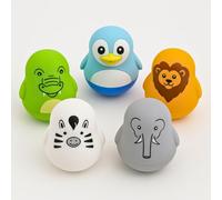 TensCare Zoo Friends Set 5 - Pinguino, Leone, Elefante, Zebra, Coccodrillo | Termometri da Bagno Galleggianti LCD/LED, Silicone Senza BPA, Batteria Lunga Durata