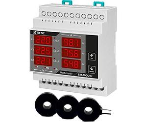 Tense Elektronik EM-100DIN - Multimetro da incasso per la misurazione della corrente (1A-100A), tensione e frequenza in reti a 3 fasi - guida DIN digitale