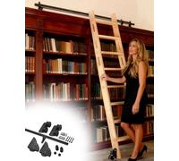Tensible Rolling Library Ladder Track System 5,6 m Silenzioso scorrevole Hardware per librerie Loft & Wall Mount Telescoping Rail Staffe Movimento fluido e facile installazione