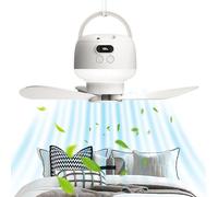 Tent Fan - Portable Camping Ceiling Cooler, Quiet USB Rechargeable Hanging Light | Remote Control 1200mAh 5 Speed With Digital Display, Lightweight ABS Utility Fan Fits Gazebo Terrace Awning Bed D