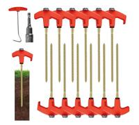 Tent Pegs, Camping Stakes Set, Fluorescent Hexagonal Ground Pins, 9,84 x 8,27 x 2,76 pollici, Secure Anchoring Solution for Beach, Greenhouse, Lawn, Recinzione, Canopy, Tarp, Netting Use