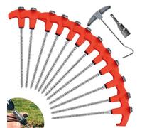 Tent Pegs Set, Fluorescente esagonale Pegs, 9,84 x 8,27 x 2,76 pollici, Stabile e Secure Pins, Viti Thread Ground Nails for Artificial Turf Lawn Netting Garden Canopy