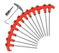 Tent Stake, Camping Stakes Set, 9.84 Inches Fluorescent Hexagonal Ground Pins with Screw Thread, Heavy-Duty Nail Kit for Beach Lawn Canopy Irrigation Netting, Neon Green