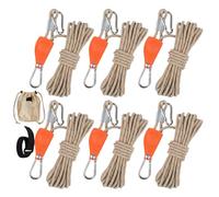 Tent Windproof Ropes - Camping Rope with Ratchet Pulley | Outdoor Camping Metal Pulley Tensioner | Rope Tie Down Straps | Reflective Câmping Ratchet String Tent Cord Heavy Duty Retractable Straps