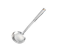 TENTA KITCHEN Dia 12CM Stainless Steel Skimmer/Slotted Spoon/Strainer Ladle with ABS Plastic Heat Resistant Handle