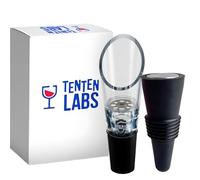 TenTen Labs Aeratore per Vino con Tappo, Confezione da 2, Nero | Per Amanti del Vino e Padroni di Casa, 2 in 1 Aeratore e Tappo, Aera Durante il Servizio, Confezione Regalo Inclusa