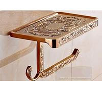 TentHme - Porta carta igienica da bagno, porta fazzoletti in metallo, porta carta igienica da parete, porta rotolo retrò con separatore (rosa e oro)