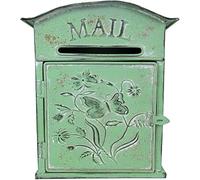 TentHome Cassetta delle lettere da parete e bloccabile in ferro battuto con patta per casa di campagna (verde)