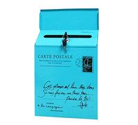 TentHome Cassetta delle lettere vintage da parete con aletta e serratura (blu 2)