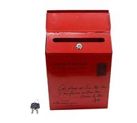 TentHome Cassetta delle lettere vintage da parete con aletta e serratura (rosso 2)