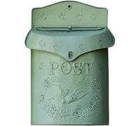 TentHome Cassetta Postale da Esterno in Ferro Battuto Vintage a Parete Verde, Cassetta delle Lettere Filo Muro Cancello Rustica, Buca Lettere Originale Decorativa per Matrimonio Villa Giardino Feste
