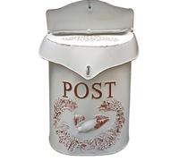 TentHome Cassetta Postale da Esterno in Ferro Battuto Vintage Bianca a Parete, Cassetta delle Lettere Filo Muro Cancello Rustica, Buca Lettere Originale Decorativa per Matrimonio Villa Giardino Feste