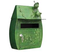 TentHome Cassetta Postale da Esterno in Ferro Battuto Vintage Rustica a Parete Verde per Matrimonio Villa Giardino Feste, Cassetta delle Lettere Filo Muro Cancello Originale, Buca Lettere Antipioggia