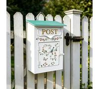 TentHome Cassetta Postale da Esterno Rustica in Ferro Battuto Bianca a Parete, Cassetta delle Lettere Filo Muro Cancello Country, Buca Lettere Originale Decorativa per Matrimonio Villa Giardino Feste