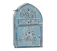 TentHome Cassetta Postale da Esterno Vintage in Ferro Battuto Blu a Parete, Cassetta delle Lettere Filo Muro Cancello Antica, Buca Lettere Originale Decorativa per Matrimonio Villa Giardino Feste