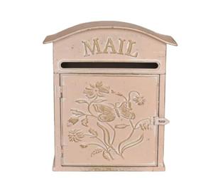 TentHome Cassetta Postale da Esterno Vintage in Ferro Battuto Rosa a Parete, Cassetta delle Lettere Filo Muro Cancello Rustica, Buca Lettere Originale Decorativa per Matrimonio Villa Giardino Feste
