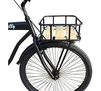 TentHome Cestello Portapacchi Anteriore VéLo con Portabagagli in Legno per Holland Road Bike (Nero)