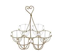 TentHome - Cestino per uova vintage, portauova, filo di metallo, vassoio per 6 uova di Pasqua, decorazione cucina, colore: Oro antico opaco