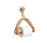 TentHome - Porta rotolo di carta igienica, stile nordico, originale, in legno e corda, stile retrò, per bagno, casa di campagna (foratura, B)