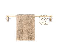 TentHome Porta utensili da cucina, barra di credito in ottone, con 5 ganci di stoccaggio, senza foratura, antiruggine, 40 cm