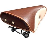 TentHome - Sella da Bicicletta Vintage in Pelle PU a Molla con Rivetto, Comoda per Uomo e Donna, Marrone/Bianco