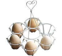 TentHome Vintage Uovo Cesto Filo Uovo Titolare Tavolo Uovo Stand In Metallo Portauovo Vassoio per 6 Uova Pasqua Decor Casa di Campagna Cucina Accessori (Bianca)