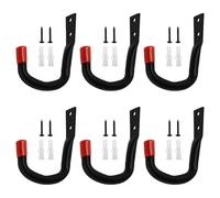 TENTHPEO 6 ganci da parete per garage da viti, ganci da garage, in metallo con montaggio a parete, attrezzi da giardino, ganci per scale, tavole da surf, biciclette e attrezzi