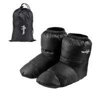 Tentock Stivaletti in Piuma per Campeggio Invernale, Unisex Scarpe Termiche in Piuma D'oca Calzini Trapuntati Calzature Calde Scaldapiedi per Tenda/Sacco a Pelo/Casa(nero M)