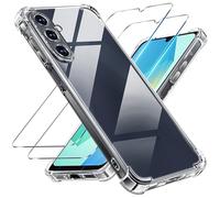 Tentoki 3 in 1 vetro temperato e cover per Samsung Galaxy A16 5G, [cuscino d'aria integrato] anti-ingiallimento morbido TPU Bumper Cover protettiva per a16 Samsung 5g, trasparente
