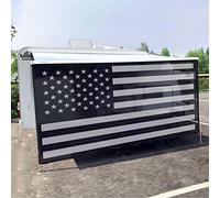 Tentproinc RV Awning Sun Shade Screen 7' X 12' 3'' (American Flag) Black Mesh Sunshade Camper Trailer Awning Shade Screen UV Blocker Completed Kits