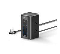 TenTrend - Torre ciabatta, cavo di prolunga da 1,5 m con 6 prese 8 USB (4 USB C), torre di ricarica multi dispositivo 1250W/10A, protezione contro le sovratensioni