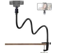 Tentucro Supporto per webcam da tavolo, regolabile, a collo d'oca, supporto per fotocamera, per cellulari, Logitech Webcam C922 C930e C920S C920 C615, ecc. (filettatura da 1/4", morsetto da 5,5 cm)