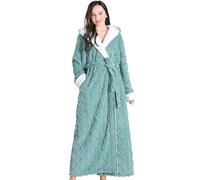 TENVORA Accapatoio,Accappatoio Uomo,Accappatoio Donna Accappatoio largo e lungo spesso con cappuccio, invernale, da donna, in flanella, in spugna, caldo confortevole, for vestaglia femminile(Green,M)