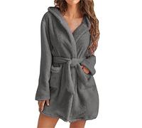 TENVORA Accapatoio,Accappatoio Uomo,Accappatoio Donna Solido Doccia Accappatoi Cappuccio For Donne Maniche Lunghe Asciugamano Cintura Vita Cotone Femminile Indumenti Notte For Casa(Dark grey,3XL)