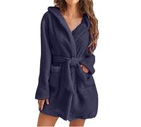 TENVORA Accapatoio,Accappatoio Uomo,Accappatoio Donna Solido Doccia Accappatoi Cappuccio For Donne Maniche Lunghe Asciugamano Cintura Vita Cotone Femminile Indumenti Notte For Casa(Blue,3XL)
