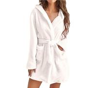 TENVORA Accapatoio,Accappatoio Uomo,Accappatoio Donna Solido Doccia Accappatoi Cappuccio For Donne Maniche Lunghe Asciugamano Cintura Vita Cotone Femminile Indumenti Notte For Casa(White,XXL)