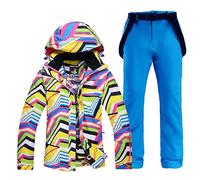 TENVORA Giacca Da Sci Pantaloni Set,Pantaloni Da Sciimperm Donne Vestiti da neve Attraversando Ski Snowboard Set di Impermeabile Giacca costume esterno impermeabile + cinturino(Khaki,L)