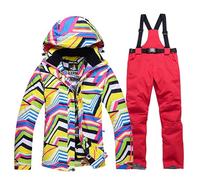 TENVORA Giacca Da Sci Pantaloni Set,Pantaloni Da Sciimperm Donne Vestiti da neve Attraversando Ski Snowboard Set di Impermeabile Giacca costume esterno impermeabile + cinturino(Pink,S)