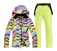 TENVORA Giacca Da Sci Pantaloni Set,Pantaloni Da Sciimperm Donne Vestiti da neve Attraversando Ski Snowboard Set di Impermeabile Giacca costume esterno impermeabile + cinturino(Gray,M)