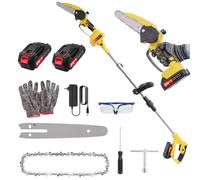 Teodute Elettrico Seghetto per Potatura, 2-in-1 Asta Estensibile, 2 X 2000mAH, Svettatoio Telescopico per Potare Palme e Arbusti