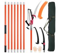 Teodute Sega ad Asta Manuale, 2.1m-8m Seghetto per Potatura Svettatoio Telescopico per Potare Palme e Arbusti (con 8 Aste Giunzione)