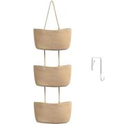 TeoKJ Cestino da appendere sopra la porta, 3 ripiani in cotone intrecciato da parete, organizer decorativo da appendere, cestini da cucina - iuta
